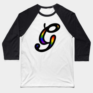 Rainbow Cursive Letter G Baseball T-Shirt